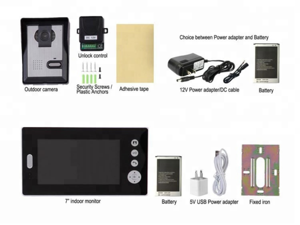 7 inch monitors 2.4GHz digital Wireless Color Video door Phone with 500 meters transmission distance
