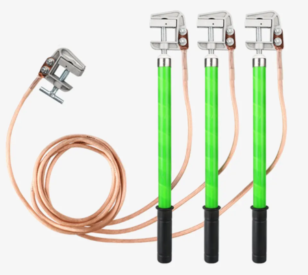 11/24/35/110/220kV High Voltage Earthing Safety Kits Outdoor Grounding Earth Lever With Wire Set Grounding Rods